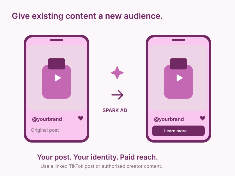 TikTok Spark Ads promoting an existing organic TikTok post as a paid ad