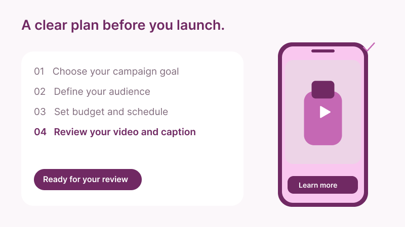 TikTok campaign setup screen with objectives, targeting and budget settings